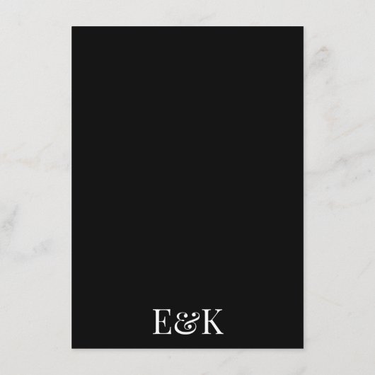 Elegant Monogram Schwarz-weiß Wedding BOLD BIG Menükarte (Rückseite)