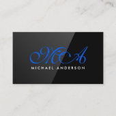 Elegant Monogram | Schwarzer Glanz Visitenkarte (Vorderseite)