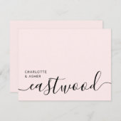 Elegant Monogram Script Blush Pink Mitteilungskarte (Vorne/Hinten)