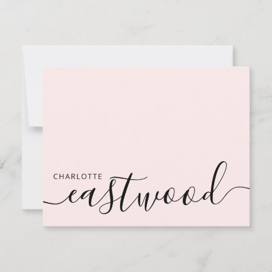 Elegant Monogram Script Blush Pink Mitteilungskarte (Vorderseite)