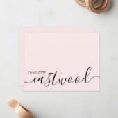 Elegant Monogram Script Blush Pink Mitteilungskarte (Vorderseite/Rückseite Beispiel)