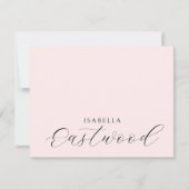 Elegant Monogram Script Blush Pink Mitteilungskarte (Vorderseite)