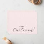 Elegant Monogram Script Blush Pink Mitteilungskarte (Vorderseite/Rückseite Beispiel)