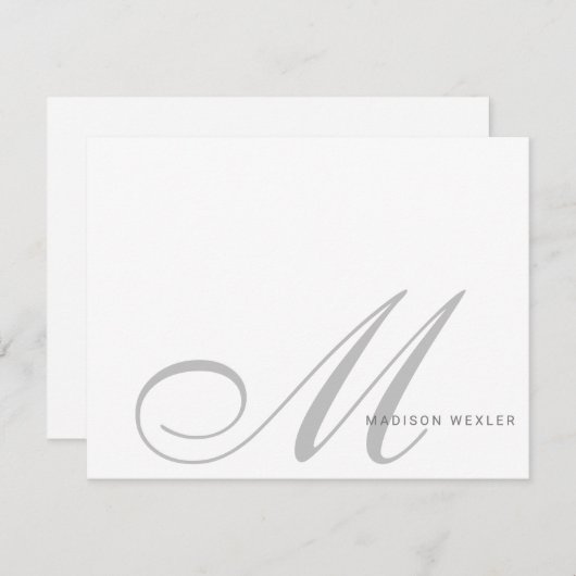 Elegant Monogram Script Initial Simple Personal Mitteilungskarte (Vorne/Hinten)