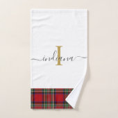 Elegant Monogram Script Kariert Tartan Stewart Handtuch (Handtuch)