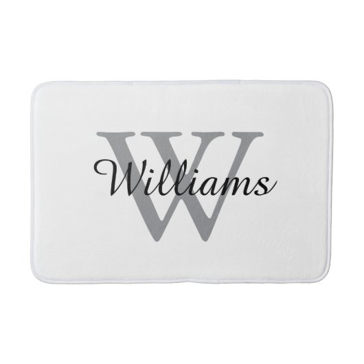 Elegant Monogram Script Name Badematte (Vorderseite)