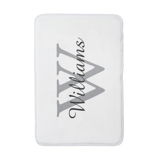 Elegant Monogram Script Name Badematte (Vorderseite Vertikal)