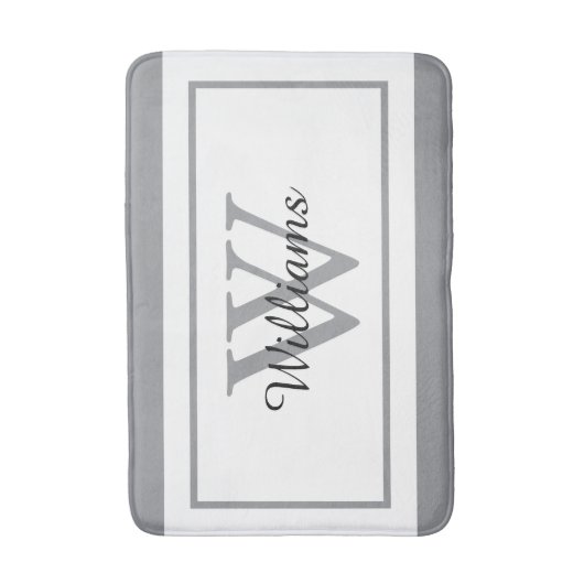 Elegant Monogram Script Name Badematte (Vorderseite Vertikal)