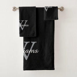 Elegant Monogram Script Name Badhandtuch Set