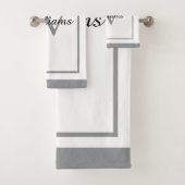 Elegant Monogram Script Name Bordered Badhandtuch Set (Insitu)