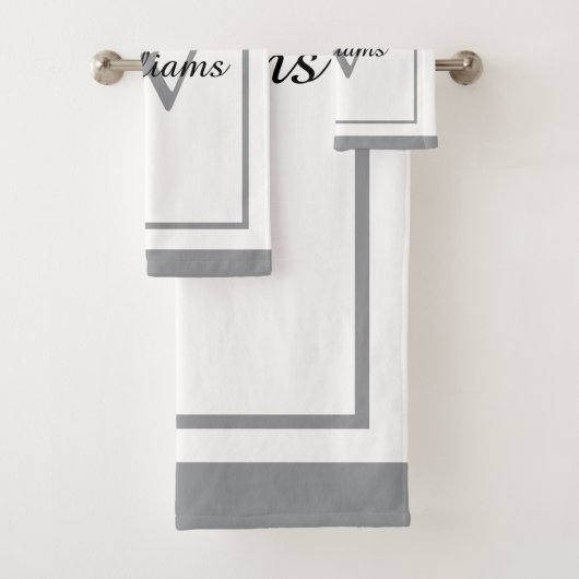 Elegant Monogram Script Name Bordered Badhandtuch Set (Insitu)