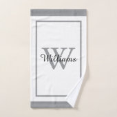 Elegant Monogram Script Name Bordered Badhandtuch Set (Handtuch)
