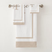 Elegant Monogram Script Name Bordered Badhandtuch Set (Insitu)