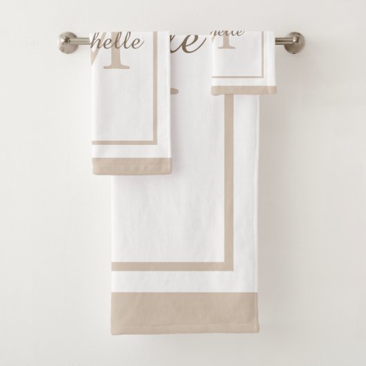 Elegant Monogram Script Name Bordered Badhandtuch Set (Insitu)