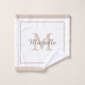 Elegant Monogram Script Name Bordered Badhandtuch Set (Waschlappen)
