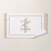Elegant Monogram Script Name Bordered Badhandtuch Set (Handtuch)