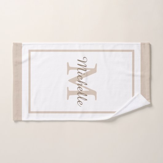 Elegant Monogram Script Name Bordered Badhandtuch Set (Handtuch)