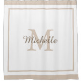 Elegant Monogram Script Name Bordered Duschvorhang (Vorderseite)