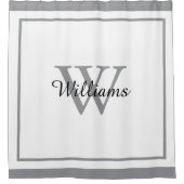 Elegant Monogram Script Name Bordered Duschvorhang (Vorderseite)