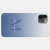 Elegant Monogram Script Name Classic Blue Ombre Case-Mate iPhone Hülle (Rückseite (Horizontal))