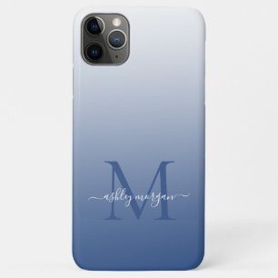 Elegant Monogram Script Name Classic Blue Ombre Case-Mate iPhone Hülle