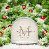 Elegant Monogram Script Name Custom Date Wedding Schneekugeln (Weihnachten)