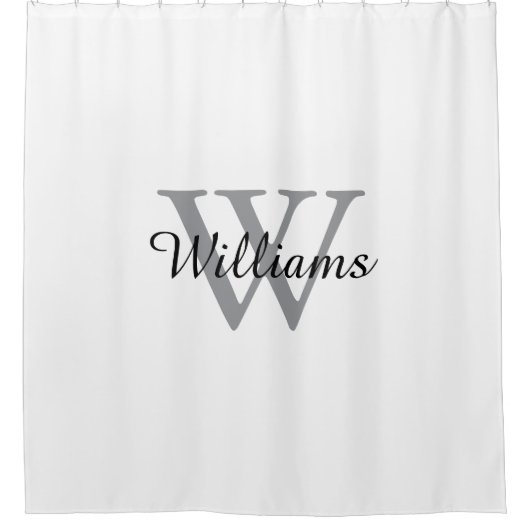 Elegant Monogram Script Name Duschvorhang (Vorderseite)