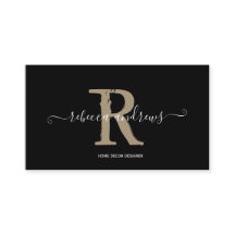 Elegant Monogram Script Name Initial Black