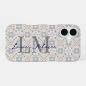 Elegant Monogram Script Name Spanish Tile iPhone 16 Hülle (Rückseite (Horizontal))