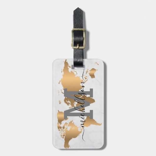 Elegant Monogram Script Name Stilish Lu Gepäckanhänger (Vorderseite vertikal)