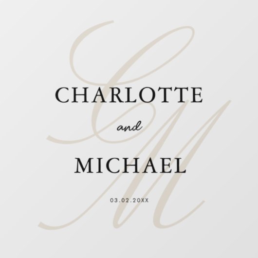 Elegant, Monogram, Script-Schriftart Fensteraufkleber (Blatt)