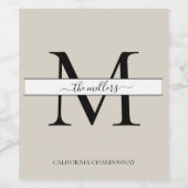 Elegant Monogram Script Wedding Weinetikett (Einzelnes Label)