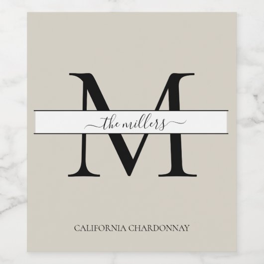 Elegant Monogram Script Wedding Weinetikett (Einzelnes Label)