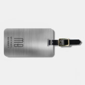 Elegant Monogram Silver Gray Gepäckanhänger (Vorderseite horizontal)