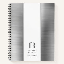Elegant Monogram Silver Gray Notizblock