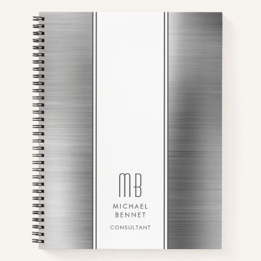 Elegant Monogram Silver Gray Notizblock (Vorderseite)