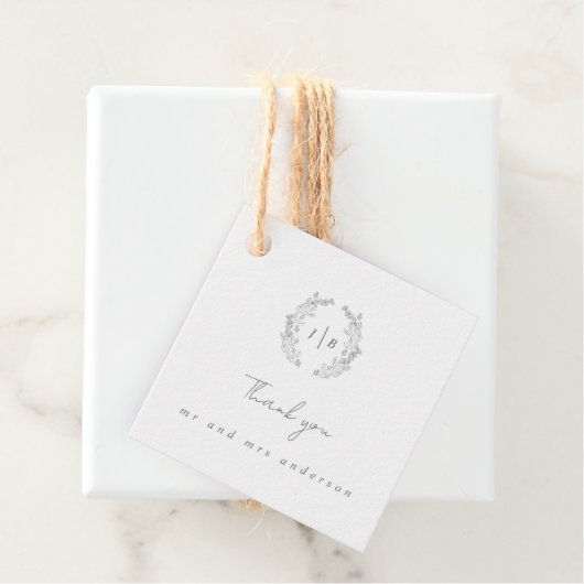 Elegant Monogram Simple Wedding Danke Geschenkanhänger (Beispiel)