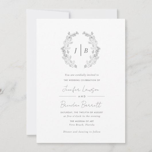 Elegant Monogram Simple Wedding Einladung (Vorderseite)