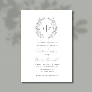 Elegant Monogram Simple Wedding Einladung
