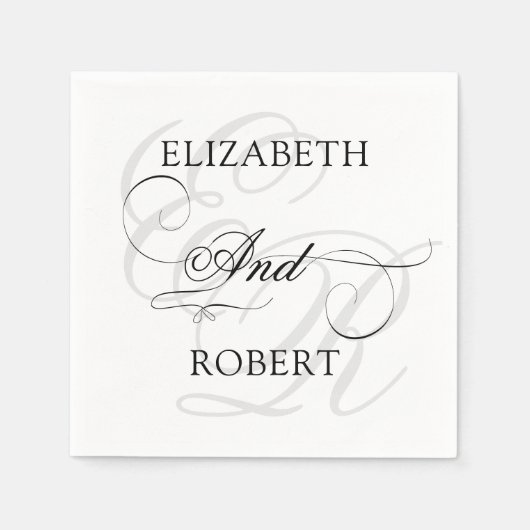 Elegant Monogram SImple White Wedding Serviette (Vorderseite)