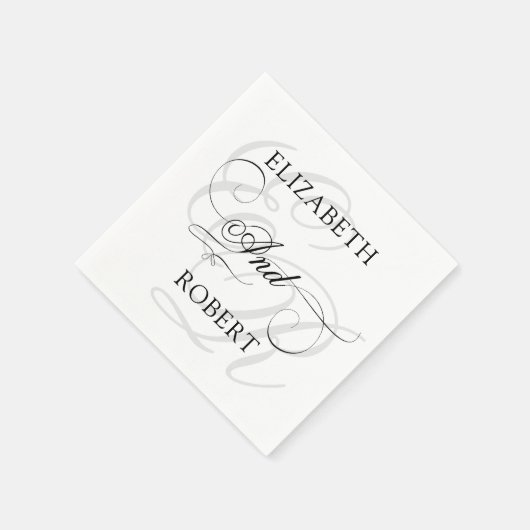 Elegant Monogram SImple White Wedding Serviette (Ecke)