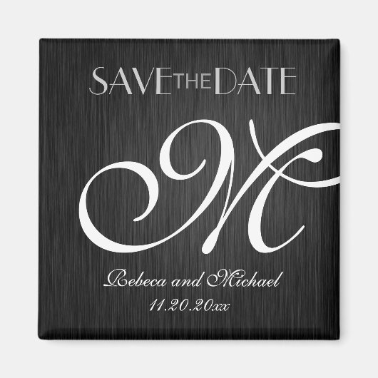 Elegant Monogram speichert die Datumsmagnete Magnet (Vorne)