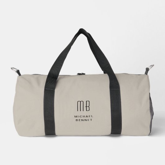 Elegant Monogram Taupe Beige Duffle Bag (Vorderseite)