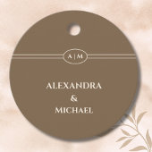 Elegant Monogram Taupe Wedding Danke Geschenkanhänger