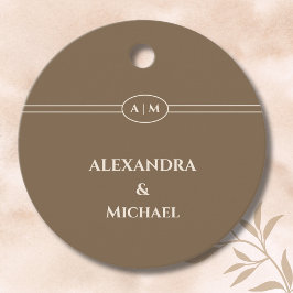 Elegant Monogram Taupe Wedding Danke Geschenkanhänger