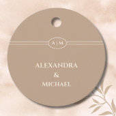 Elegant Monogram Taupe Wedding Danke Geschenkanhänger