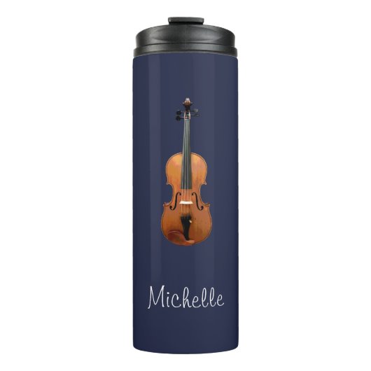Elegant Monogram Violin Thermosbecher (Vorderseite)