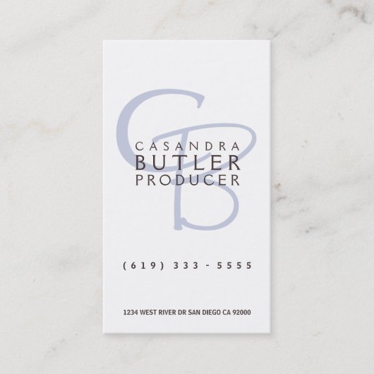 Elegant Monogram Visitenkarte (Vorderseite)