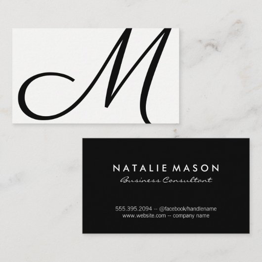 Elegant Monogram Visitenkarte (Vorne/Hinten)