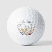 Elegant Monogram Watercolor Colorful Wildflower Golfball (Vorderseite)